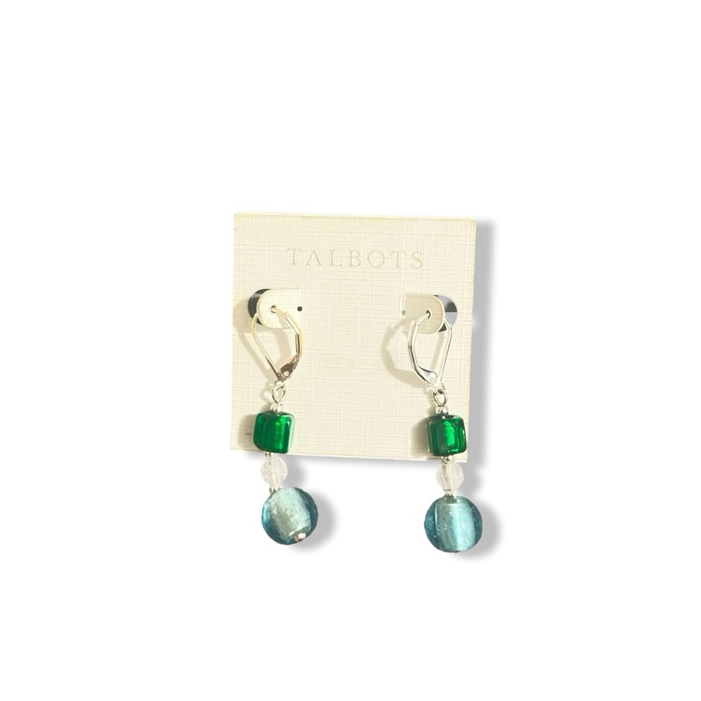 Talbots Green and Blue Beaded Earrings